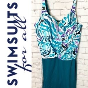 Swimsuitsforall Teal Aqua Swim Dress Swimsuit 22